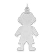 Sterling Silver Rhodium-plated Engraveable Boy Polished Front/Satin Back Disc Charm