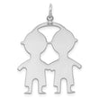 SS Rh-plt Engraveable Boy/Boy Polished Front/Satin Back Disc Charm