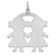 SS Rh-plt Engraveable Girl/Girl Polished Front/Satin Back Disc Charm