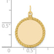 SS Gold Plate Engraveable Round with Rope Polished Front/Satin Back Disc