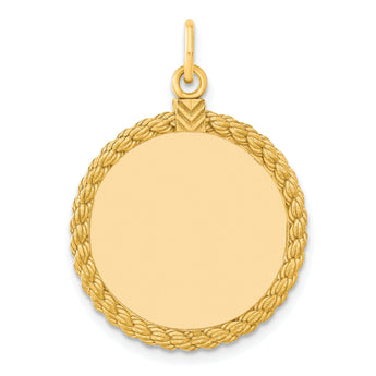 SS Gold Plate Engraveable Round with Rope Polished Front/Satin Back Disc