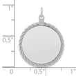 SS Rh-plt Engraveable Round with Rope Polished Front/Satin Back Disc