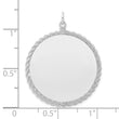 SS Rh-plt Engraveable Round with Rope Polished Front/Satin Back Disc