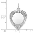 SS Rh-plt Engraveable Heart Polished Front/Satin Back Disc Charm