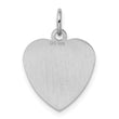 SS Rh-plt Engraveable Heart Polished Front/Satin Back Disc Charm
