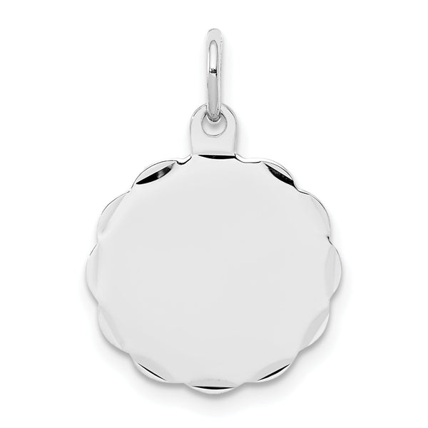 Sterling Silver Rh-plt Engraveable Polished Front/Satin Back Disc Charm
