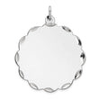 Sterling Silver Rh-plt Engraveable Polished Front/Satin Back Disc Charm