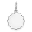 Sterling Silver Rh-plt Engraveable Polished Front/Satin Back Disc Charm