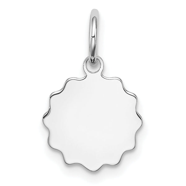 Sterling Silver Rh-plt Engraveable Polished Front/Satin Back Disc Charm