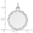Sterling Silver Rh-plt Engraveable Polished Front/Satin Back Disc Charm