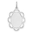 Sterling Silver Rh-plt Engraveable Polished Front/Satin Back Disc Charm