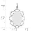 Sterling Silver Rh-plt Engraveable Polished Front/Satin Back Disc Charm