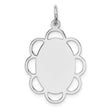 Sterling Silver Rh-plt Engraveable Polished Front/Satin Back Disc Charm