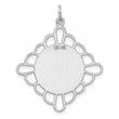 Sterling Silver Rh-plt Engraveable Polished Front/Satin Back Disc Charm