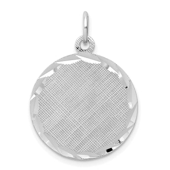 SS Rh-plt Engraveable Round Patterned Polished Front/Satin Back Disc