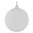 SS Rh-plt Engraveable Scalloped Patterned Polished Front/Satin Back Charm