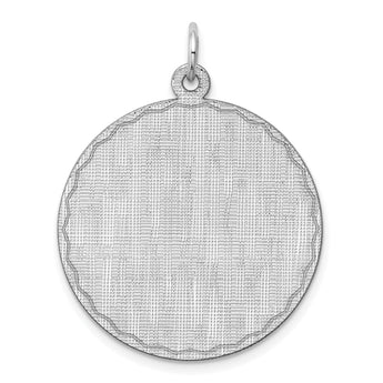 SS Rh-plt Engraveable Round Patterned Polished Front/Satin Back Disc