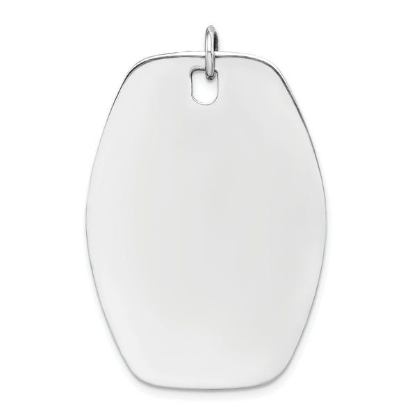 Sterling Silver Rh-plt Engraveable Polished Front/Satin Back Disc Charm