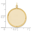 Sterling Silver GP Engraveable Round with Rope Polished Disc