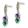 Sterling Silver Antiqued w/14k 2-stone Mother's Earring