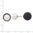 SS Majestik RH-pl 11-12mm Wht 15-16mm Blk Imit Shell Pearl Earrings