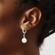 Majestic Sterling Silver Rhodium-plated 10-11mm White Imitation Shell Pearl CZ Hinged Hoop Dangle Earrings - Birthstone Company