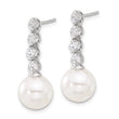 Sterling S Majestik RH-pl 10-11mm Wht Imit Shell Pearl/CZ Dangle Earrings - Birthstone Company
