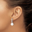 Sterling S Majestik RH-pl 10-11mm Wht Imit Shell Pearl/CZ Dangle Earrings - Birthstone Company