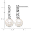 Sterling S Majestik RH-pl 10-11mm Wht Imit Shell Pearl/CZ Dangle Earrings - Birthstone Company