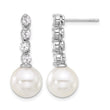 Sterling S Majestik RH-pl 10-11mm Wht Imit Shell Pearl/CZ Dangle Earrings - Birthstone Company