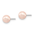 Majestic Sterling Silver Rhodium-plated 6-7mm Pink Imitation Shell Pearl Stud Earrings - Birthstone Company