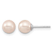 Majestic Sterling Silver Rhodium-plated 6-7mm Pink Imitation Shell Pearl Stud Earrings - Birthstone Company