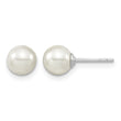 Majestic Sterling Silver Rhodium-plated 6-7mm White Imitation Shell Pearl Stud Earrings - Birthstone Company