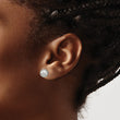 Majestic Sterling Silver Rhodium-plated 8-9mm Grey Imitation Shell Pearl Stud Earrings - Birthstone Company