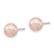 Majestic Sterling Silver Rhodium-plated 8-9mm Pink Imitation Shell Pearl Stud Earrings - Birthstone Company