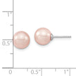 Majestic Sterling Silver Rhodium-plated 8-9mm Pink Imitation Shell Pearl Stud Earrings