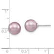 Majestic Sterling Silver Rhodium-plated 8-9mm Purple Imitation Shell Pearl Stud Earrings