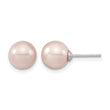 Majestic Sterling Silver Rhodium-plated 8-9mm Pink Imitation Shell Pearl Stud Earrings - Birthstone Company