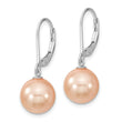 Majestik Sterling Silver Rhodium-plated 10-11mm Pink Imitation Shell Pearl Leverback Dangle Earring - Birthstone Company
