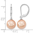 Majestik Sterling Silver Rhodium-plated 10-11mm Pink Imitation Shell Pearl Leverback Dangle Earring - Birthstone Company