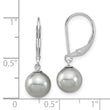 Majestic Sterling Silver Rhodium-plated 8-9mm Grey Imitation Shell Pearl Leverback Dangle Earrings