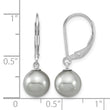 Majestic Sterling Silver Rhodium-plated 8-9mm Grey Imitation Shell Pearl Leverback Dangle Earrings - Birthstone Company