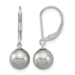Majestic Sterling Silver Rhodium-plated 8-9mm Grey Imitation Shell Pearl Leverback Dangle Earrings - Birthstone Company