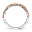 Brilliant Embers Sterling Silver Rose Gold-plated Rhodium-plated 48 Stone Criss Cross Micro Pav‚ CZ Polished Ring