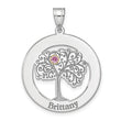 Sterling Silver/Rhod-plated 1 Birthstone with 14k Bezel Family Pendant