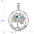 Sterling Silver/Rhod-plated 2 Birthstone with 14k Bezel Pendant