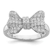 Brilliant Embers Sterling Silver Rhodium-plated 71 Stone Micro Pav‚ CZ Bow Ring