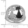 Brilliant Embers Sterling Silver Rhodium-plated 87 Stone Micro Pav‚ Black and White CZ Polished Cat Ring