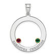 SS/Rhod-plated 2 Birthstone Circle with 14k Bezel Family Pendant