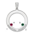 SS/Rhodium-plated 2 Birthstone Circle with SS Bezel Family Pendant
